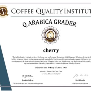 SCA國際杯測師Q ARABICA GRADER證書